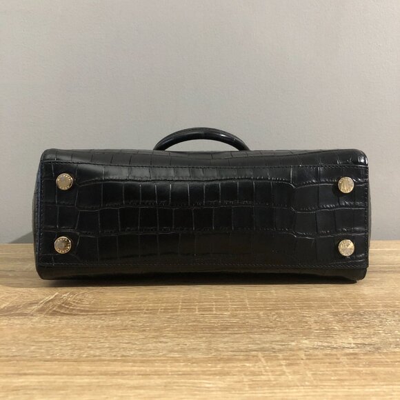 Michael Kors Kellen Black Embossed Leather Medium Satchel Luggage Handbag - Picture 4 of 16